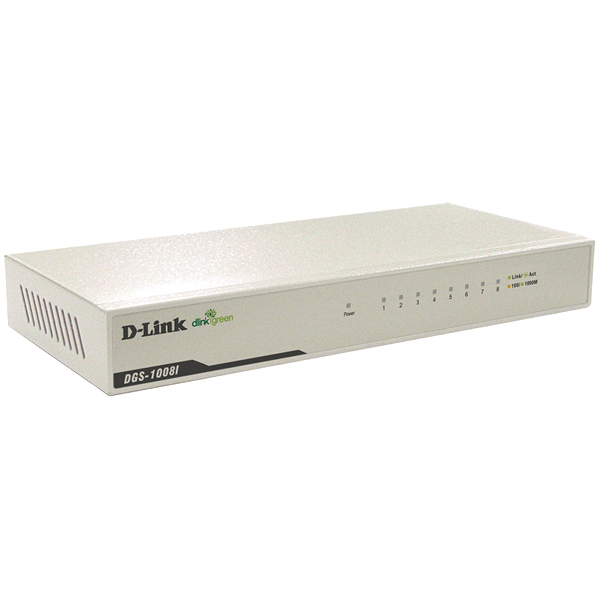 DGS-1008I/RM 8ポート 10/100/1000BASE-T 省電力アンマネージメントスイッチングHUB（電源内蔵/ファンレス/マグネット付/2年保証）