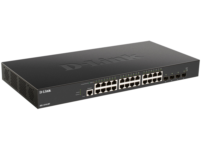 DXS-1210-28T 10ギガビットL2 スマートマネージドスイッチ、10G BASE-Tポート×24、25G SFP28スロット×4、リミテッドライフタイム保証対象