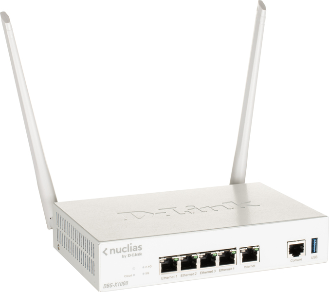 DBG-X1000/A1 6年間ライセンスパック(無償ライセンス1年含)、Nuclias Cloud対応 UTMファイアウォール Wi-Fi6(11ax)2×2 、10/100/1000BASE-T×5(WAN 1、LAN 4) 外部電源