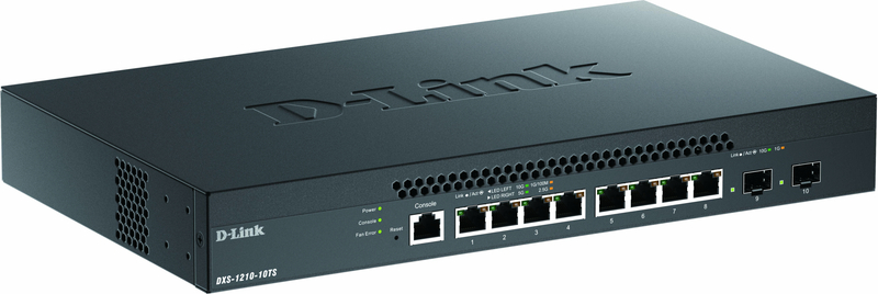 DXS-1210-10TS 10ギガ/マルチギガビットL2 スマートマネージドスイッチ、10G/5G/2.5G/1G BASE-Tポート×8、10G SFPスロット×2、リミテッドライフタイム保証対象