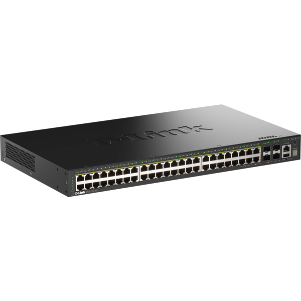 DGS-1530-52P ギガビットL2スタッカブルスマートマネージドスイッチ、PoE+(最大370W給電)、10/100/1000BASE-Tポート(PoE+)×48、10G SFP+スロット×4、LLW保証対象