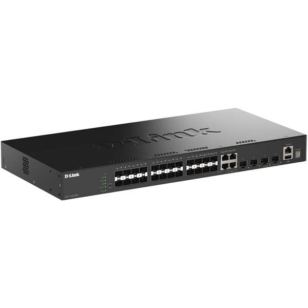 DGS-1530-28SC ギガビットL2スタッカブルスマートマネージドスイッチ、SFPスロット×24、10G SFP+スロット×4(10/100/1000BASE-Tコンボポート×4)、LLW保証対象