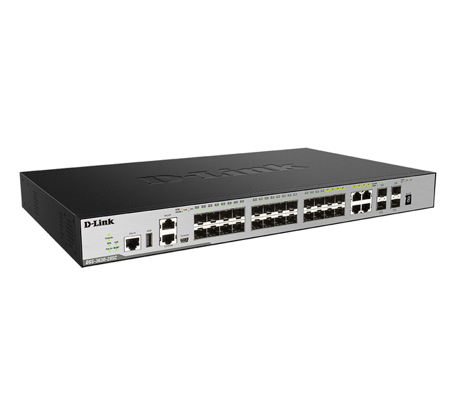 DGS-3630-28SCSI SFP×24スロット スタッカブル Managed L3スイッチ （10/100/1000BASE-T（Combo）×4、10G SFP+×4） スタンダードイメージ（SI）
