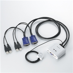 USB対応ケーブル一体型切替器 D-sub対応/2台切替/手元スイッチ