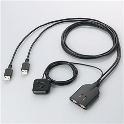 USB対応ケーブル一体型キーボード・マウス用パソコン切替器 (ブラック)