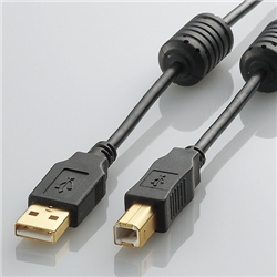 USB2.0ケーブル/フェライトコア付 ABタイプ/2.0m(ブラック)
