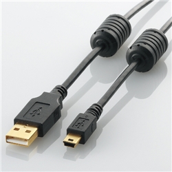 USB2.0ケーブル/フェライトコア付 A-miniBタイプ/1.5m(ブラック)