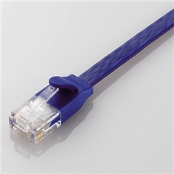 CAT6A準拠 GigabitフラットLANケーブル 0.3m(ブルーメタリック)