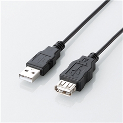 エコUSB2.0延長ケーブル/A-Aメスタイプ/エコ/1m/ブラック
