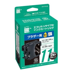 エコリカ リサイクルインクカートリッジ/ブラザー/LC11BK-2PK対応