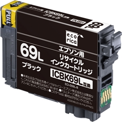 エコリカ リサイクルインクカートリッジ/EPSON/ICBK69L互換/大容量ブラック