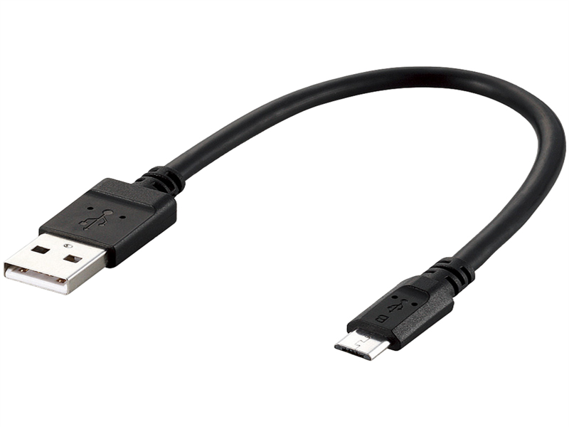 microUSBケーブル/2A出力/スタンダード/通信・充電/0.2m/ブラック