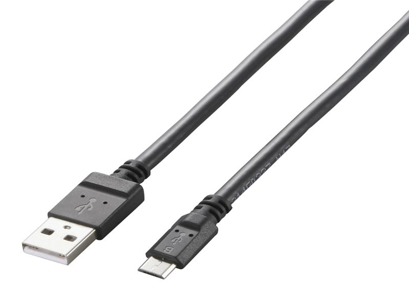 microUSBケーブル/2A出力/スタンダード/通信・充電/0.8m/ブラック