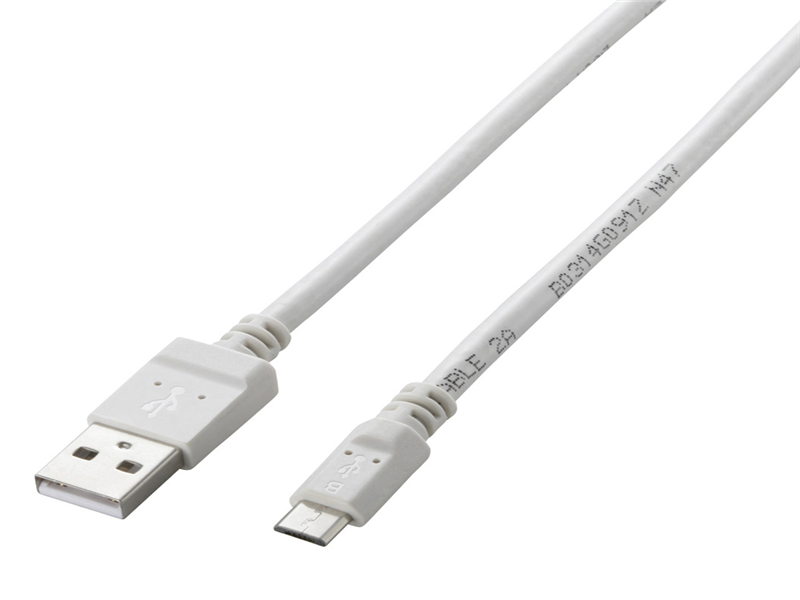 microUSBケーブル/2A出力/スタンダード/通信・充電/0.8m/ホワイト
