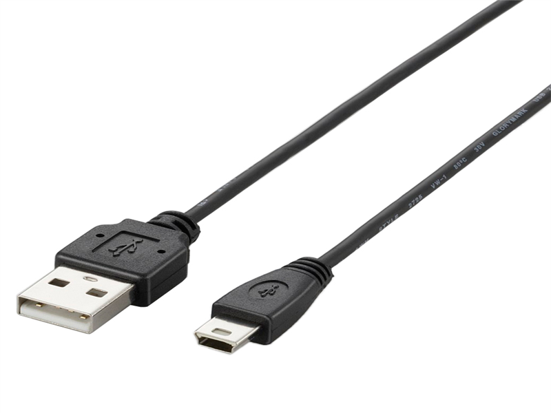 USB2.0ケーブル/A-miniBタイプ/極細/0.5m/ブラック