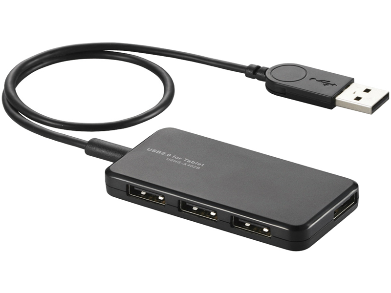 USB2.0ハブ/バスパワー/タブレット向け/スイングコネクタ/4ポート/ブラック