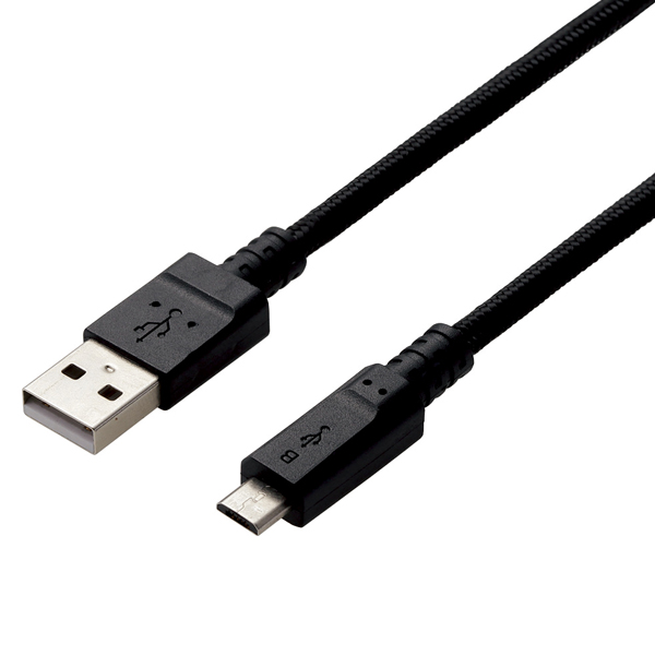microUSBケーブル/2A出力/高耐久/2.0m/ブラック