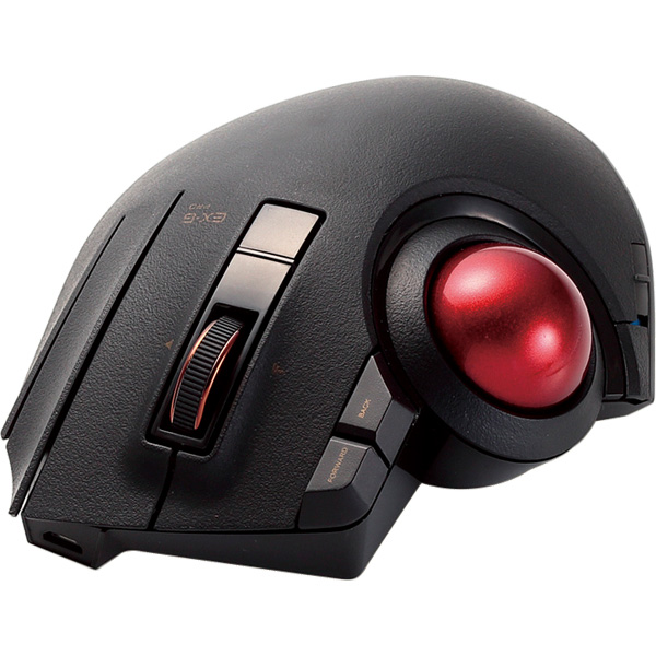 トラックボールマウス/親指/8ボタン/チルト機能/有線/無線/Bluetooth/1000万回耐久/ブラック