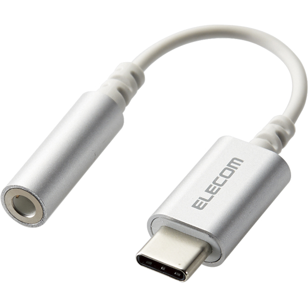 USB Type-C - 4極3.5mmステレオミニプラグ変換ケーブル/デザイン耐久/シルバー