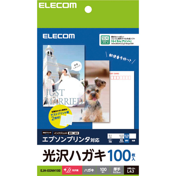 ハガキ用紙/光沢/厚手/エプソン用/100枚