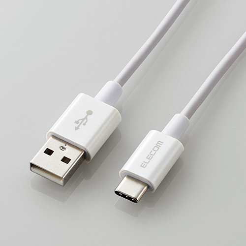 スマートフォン用USBケーブル/USB(A-C)/認証品/やわらか耐久/0.3m/ホワイト