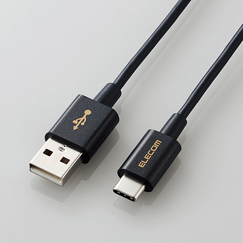 スマートフォン用USBケーブル/USB(A-C)/認証品/やわらか耐久/0.7m/ブラック