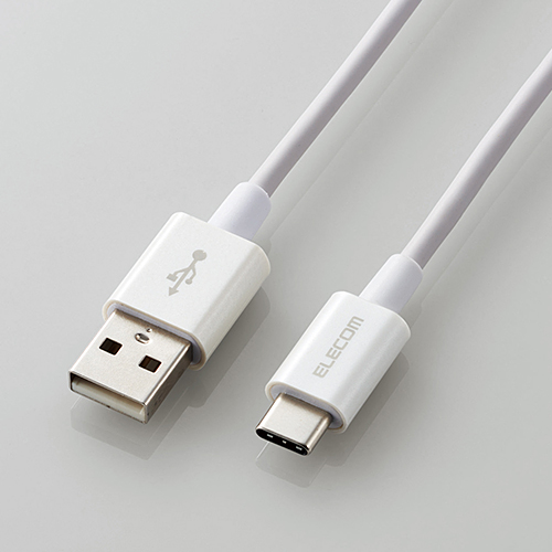 スマートフォン用USBケーブル/USB(A-C)/認証品/やわらか耐久/1.2m/ホワイト