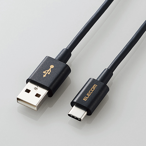 スマートフォン用USBケーブル/USB(A-C)/認証品/やわらか耐久/1.2m/ブラック