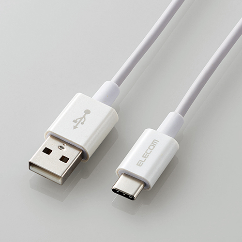スマートフォン用USBケーブル/USB(A-C)/認証品/やわらか耐久/0.7m/ホワイト