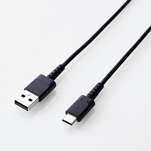 スマートフォン用USBケーブル/USB(A-C)/認証品/高耐久/0.3m/ブラック