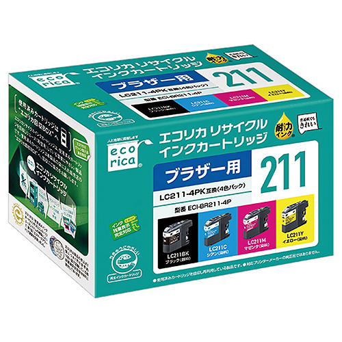 エコリカ リサイクルインクカートリッジ/BROTHER/LC211-4PK/4色パック