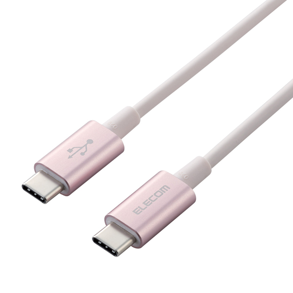 スマホ・タブレット用USBケーブル/USB(C-C)/準高耐久/USB Power Delivery対応/認証品/1.0m/ピンク