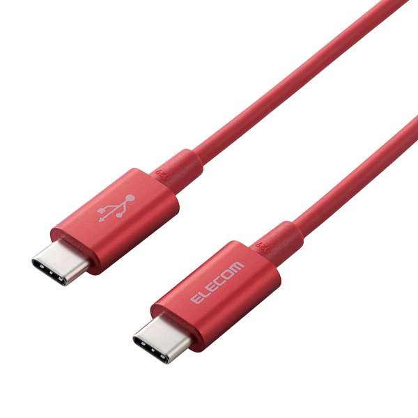 スマホ・タブレット用USBケーブル/USB(C-C)/準高耐久/USB Power Delivery対応/認証品/1.0m/レッド