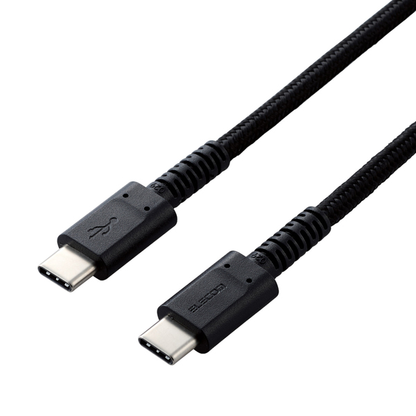 スマホ・タブレット用USBケーブル/USB(C-C)/高耐久/USB Power Delivery対応/認証品/0.3m/ブラック