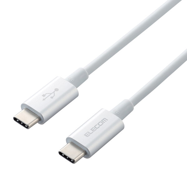 スマホ・タブレット用USBケーブル/USB(C-C)/準高耐久/USB Power Delivery対応/認証品/1.0m/シルバー