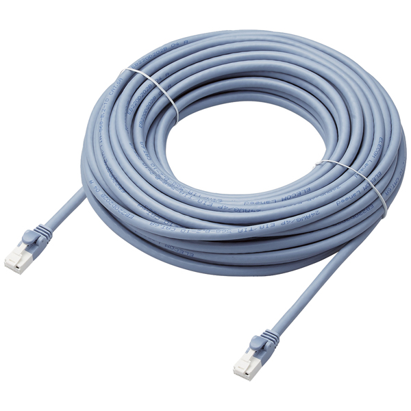 LANケーブル/CAT6A対応/EU RoHS指令準拠/爪折れ防止/簡易パッケージ仕様/15m/ヨリ線/ブルー