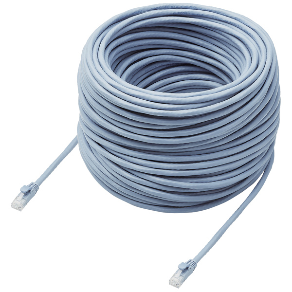 LANケーブル/CAT6A対応/EU RoHS指令準拠/ツメ折れ防止カバー/簡易パッケージ仕様/60m/単線/ブルー