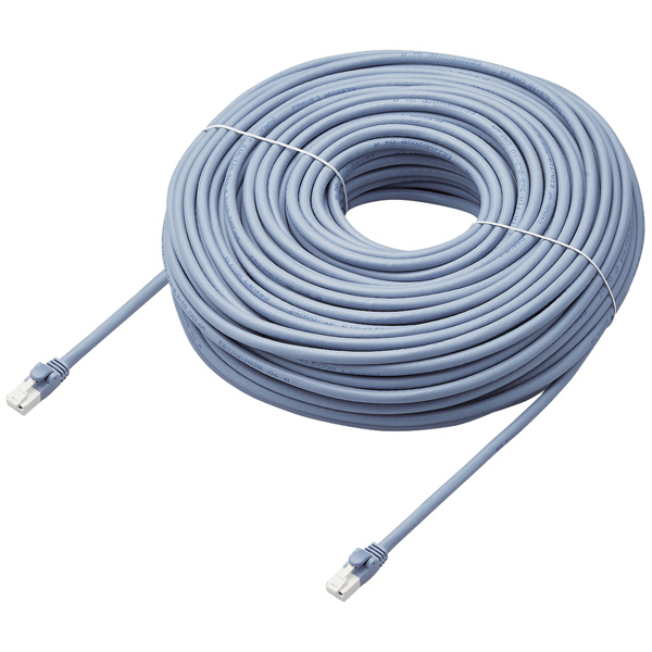 LANケーブル/CAT6A対応/EU RoHS指令準拠/爪折れ防止/簡易パッケージ仕様/50m/ヨリ線/ブルー