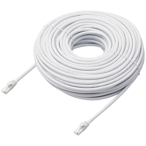 LANケーブル/CAT6A対応/EU RoHS指令準拠/爪折れ防止/簡易パッケージ仕様/40m/ヨリ線/ホワイト