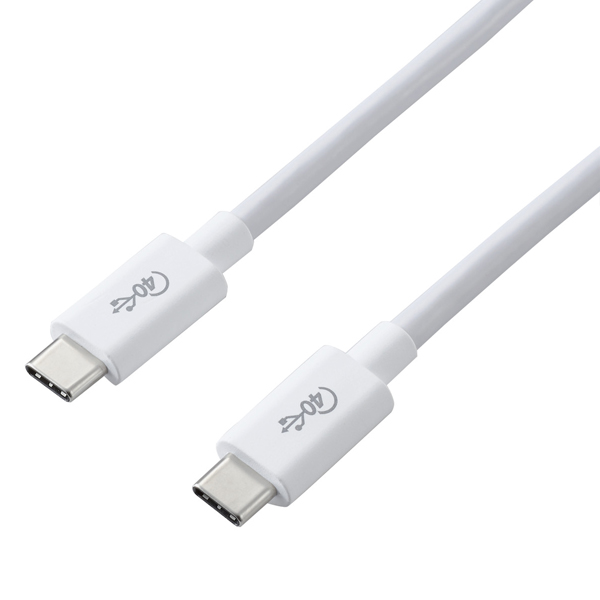 USB4ケーブル/C-Cタイプ/認証品/USB Power Delivery対応/40Gbps/0.8m/ホワイト