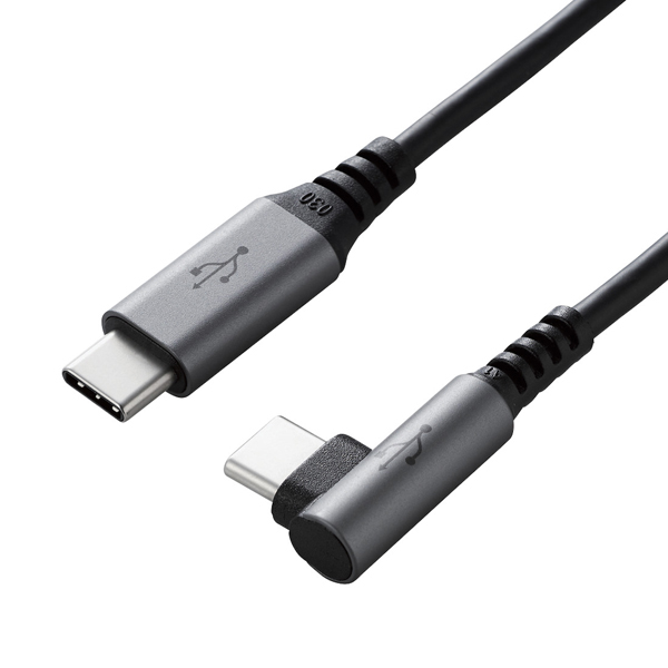 USB2.0ケーブル/C-Cタイプ/L字コネクタ/認証品/USB Power Delivery対応/3A出力/0.5m/ブラック