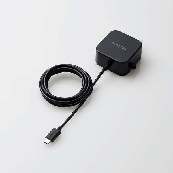 AC充電器/スマホ・タブレット用/2.4A出力/Type-C/USB-C/ケーブル一体型/1.5m/ブラック