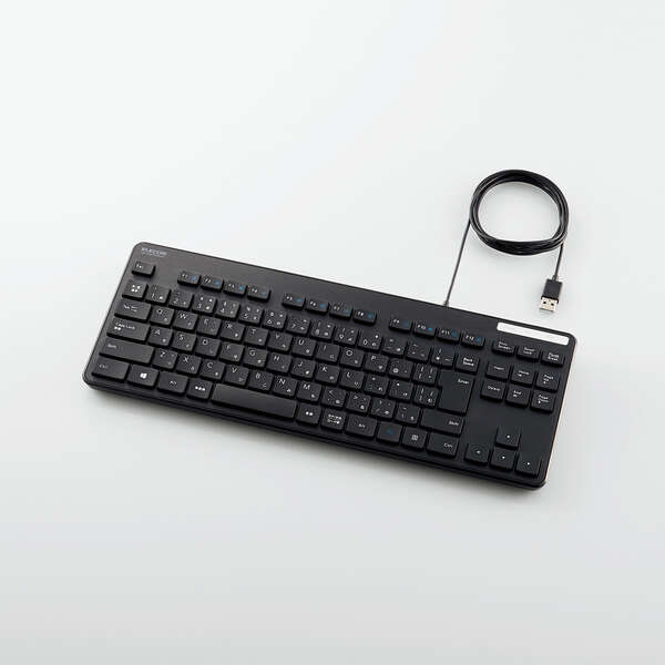 有線キーボード/薄型/メンブレン式/抗菌/コンパクトサイズ/ブラック