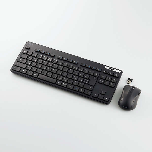 無線キーボード＆マウス/薄型/メンブレン式/抗菌/コンパクトサイズ/ブラック