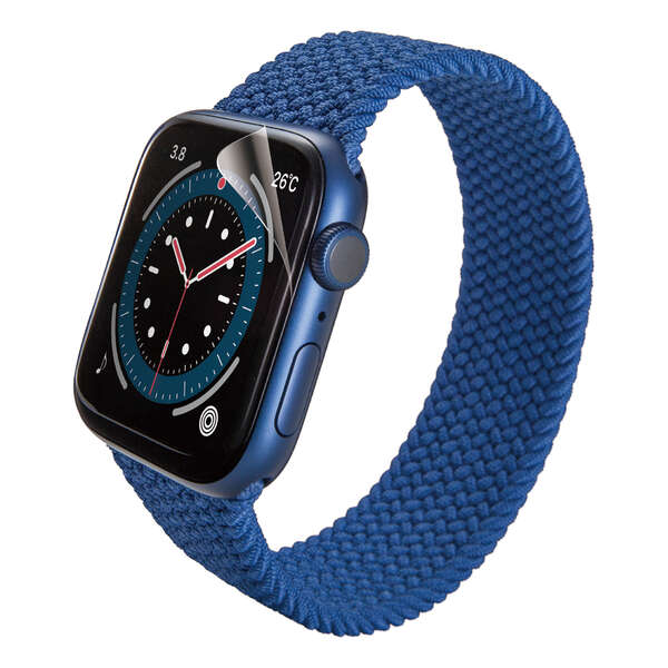 Apple Watch 44mm用フルカバーフィルム/衝撃吸収/防指紋/高光沢