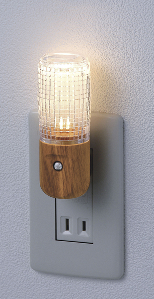LEDセンサー付ライト 木目温白 電球色