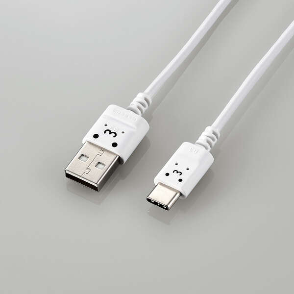 USB Type-Cケーブル/スマホ用/USB(A-C)/極細/1.0m/ホワイトフェイス