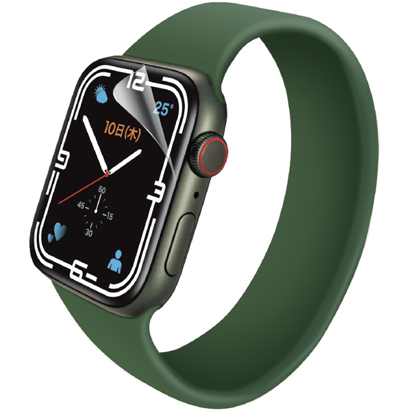 Apple Watch series7 45mm用衝撃吸収フィルム/フルカバー/防指紋/高透明/傷リペア