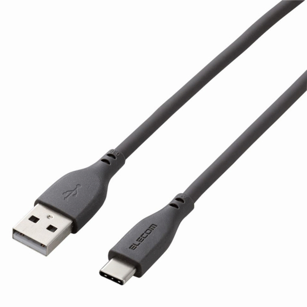 USB-A to USB Type-Cケーブル/なめらか/1.0m/グレー