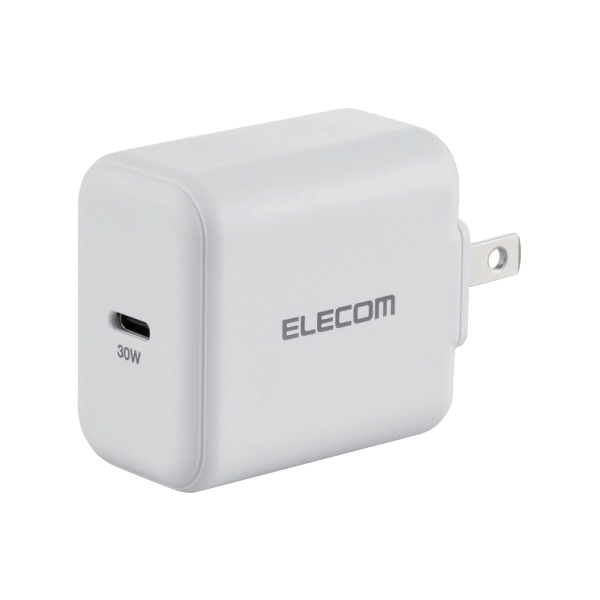 ノートPC用ACアダプター/USB充電器/USB Power Delivery認証/30W/USB-C1ポート/スイングプラグ/ホワイト